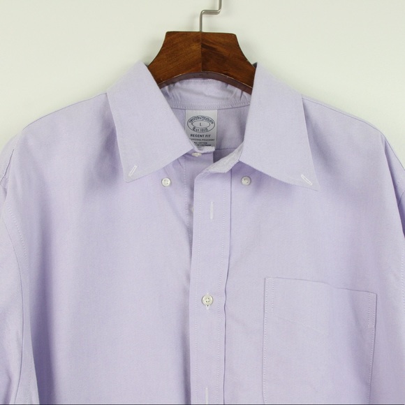 Brooks Brothers Lavender Regent Fit Long Button Collar Classic Dress Shirt Large - Picture 2 of 7